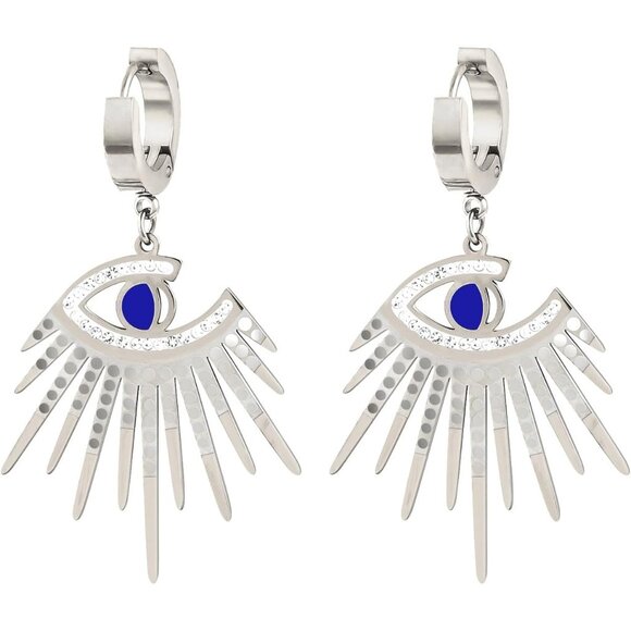 Silver Eyelash Statement Vintage Long Summer Earring for Women Jewelry - Picture 1 of 9